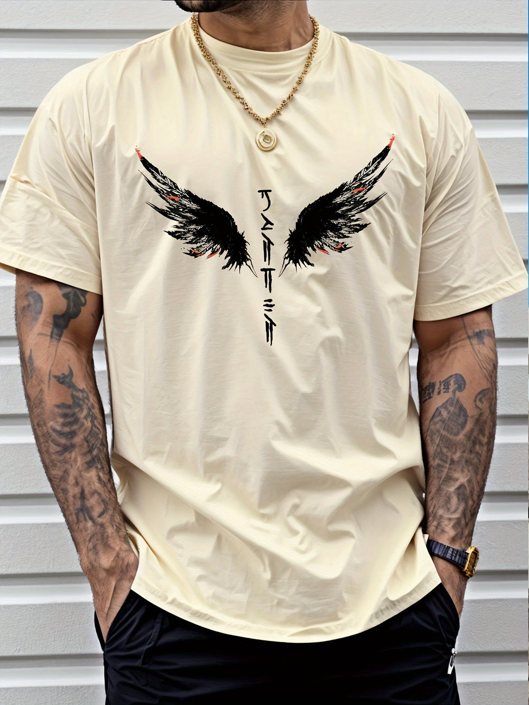 Dominic | Trendy T-shirt met Vleugelprint