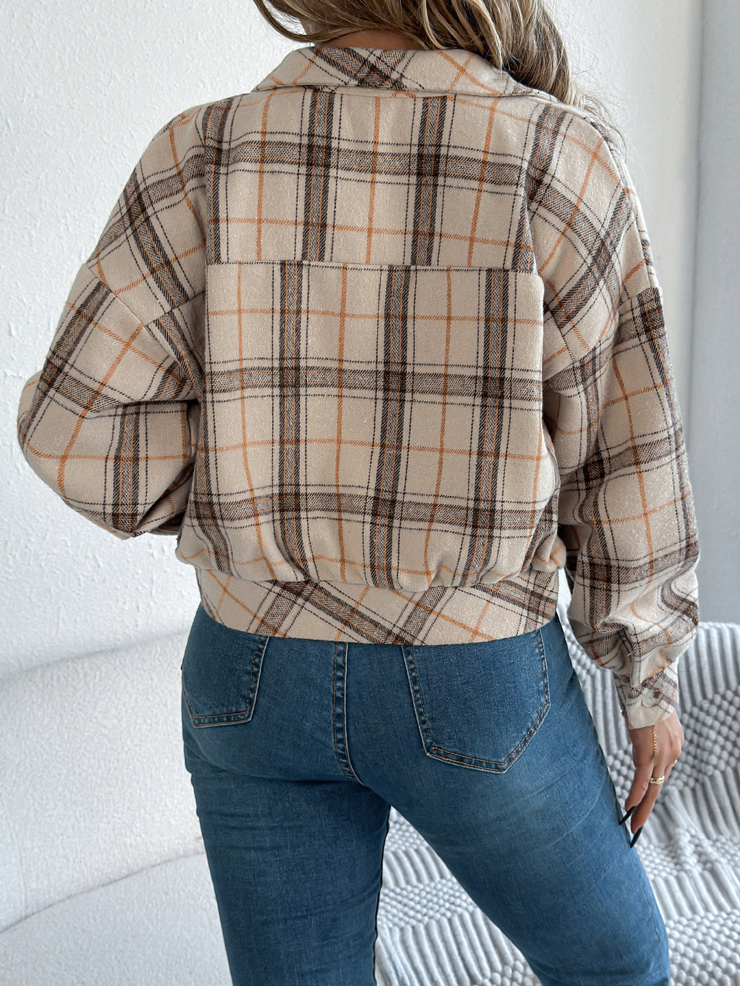 Donita™ | Kort Geruit Jasje met Knopen