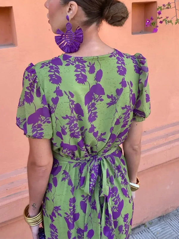 Dulce | Midi-jurk met bloemenprint en V-hals