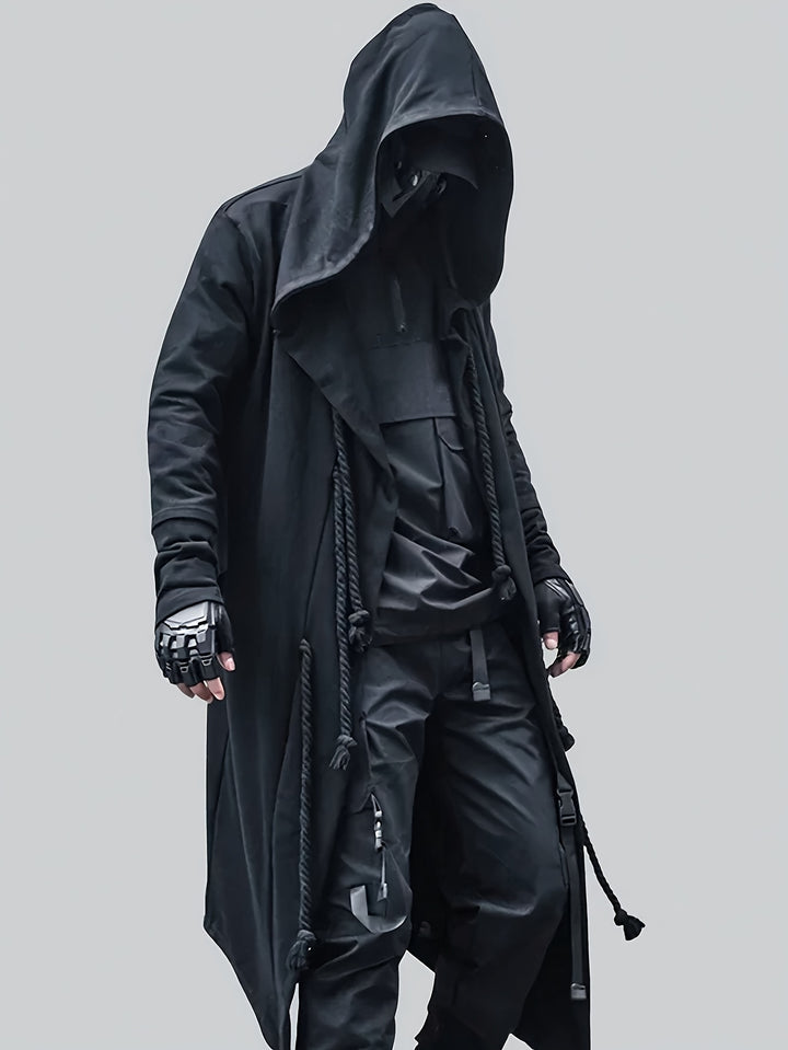 Eelco | Stijlvolle Hooded Cape Cardigan met Uniek Touwdetail