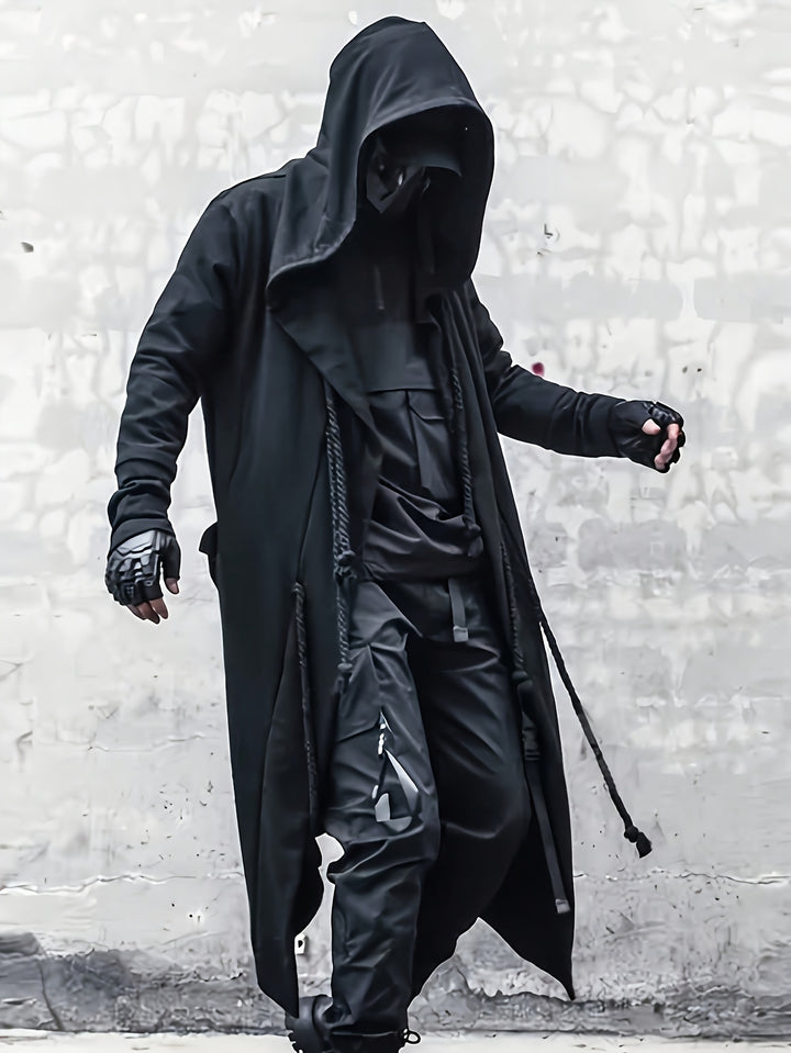 Eelco | Stijlvolle Hooded Cape Cardigan met Uniek Touwdetail