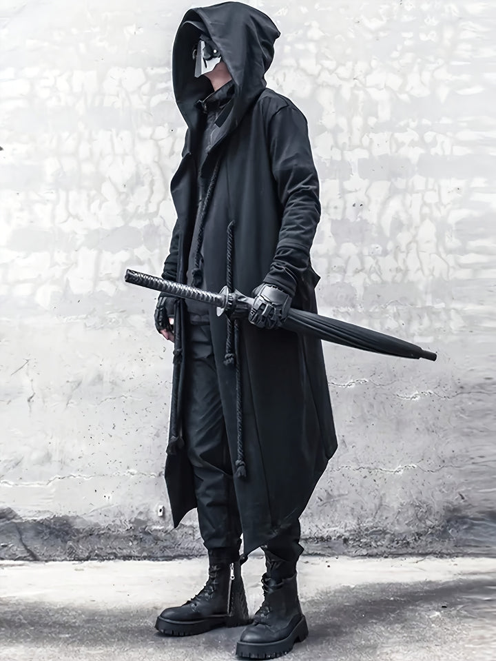 Eelco | Stijlvolle Hooded Cape Cardigan met Uniek Touwdetail