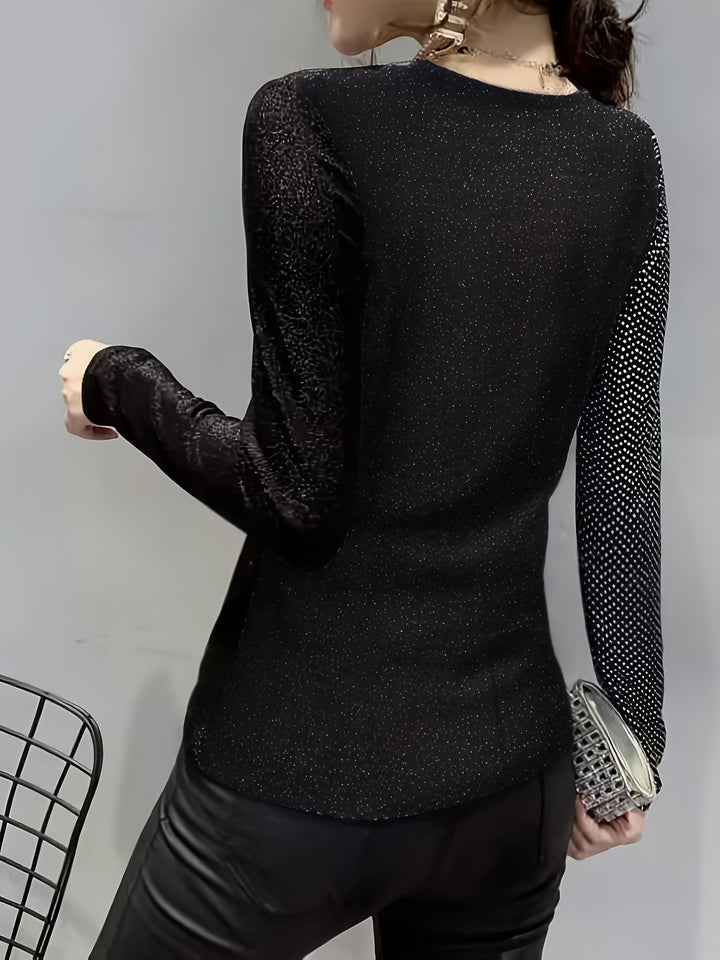Eliana | Elegante Pailletten V-Hals Top met Gesp