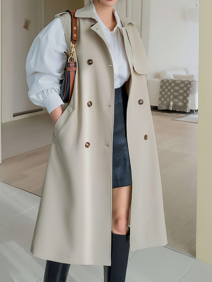 Elina | Elegante Lange Trenchcoat Gilet met Tailleband voor Dames