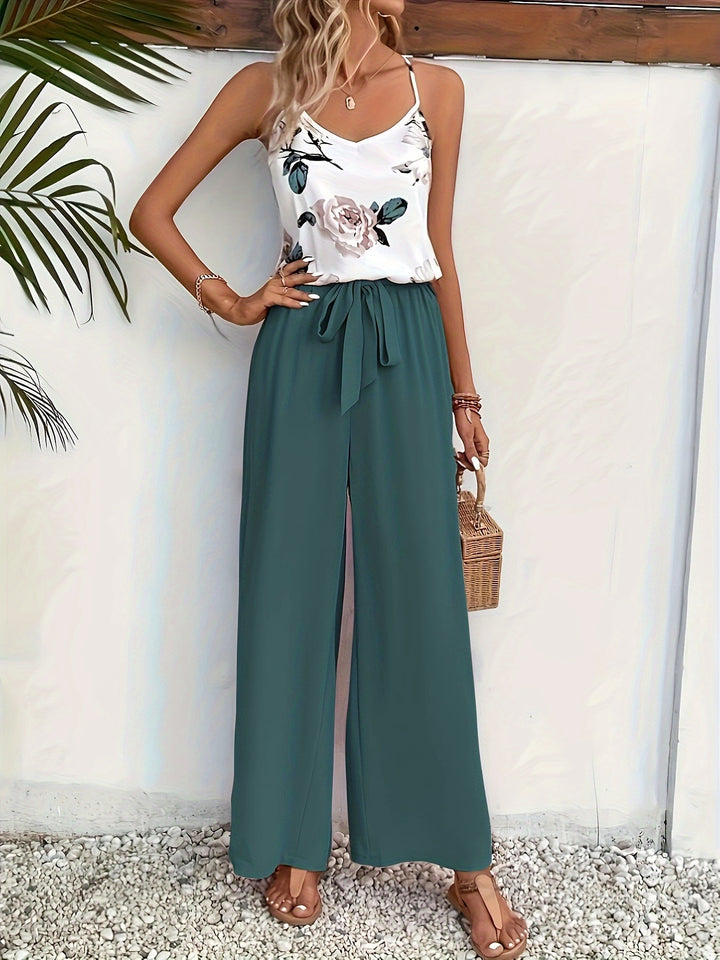 Eliza | Elegante Zomerse Set met Bloemenprint en Wijde Broek