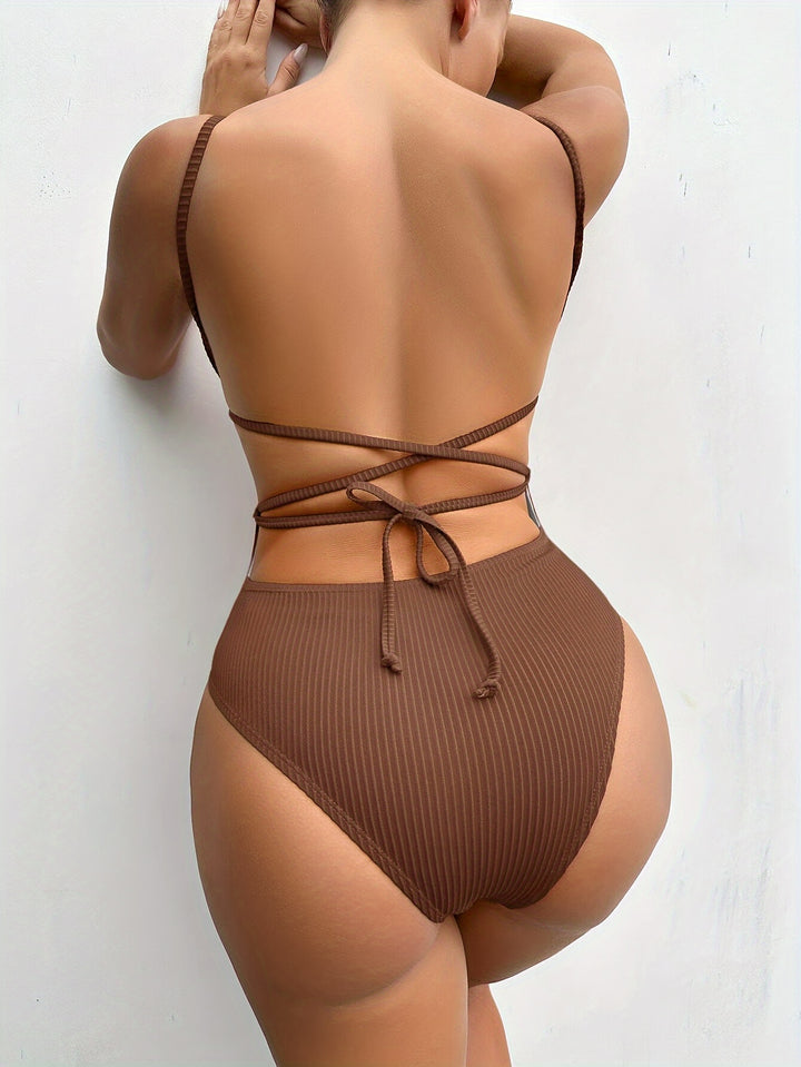 Emilia | Chic Dames Eendelig Badpak Hoge Stretch – Gebreide Stof