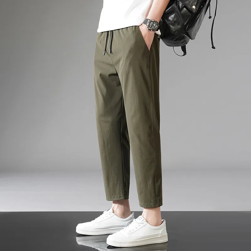 Enzo - | Zomer Ijs Zijde Crop Broek voor Heren