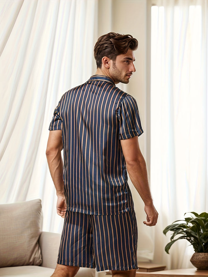 Eric | Trendy Zijdeachtig Pyjama Set voor Heren