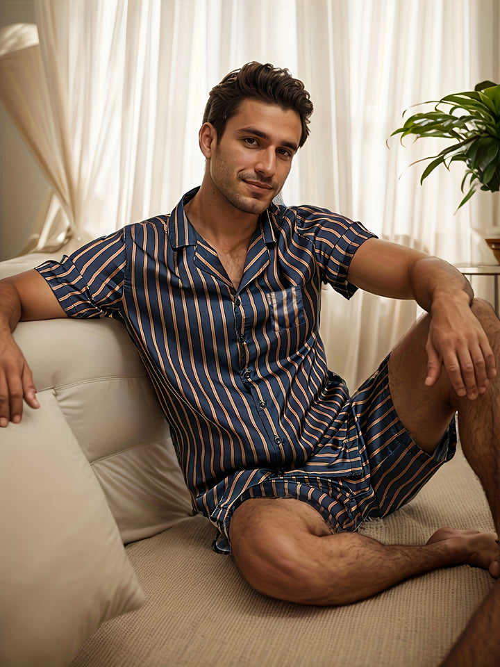 Eric | Trendy Zijdeachtig Pyjama Set voor Heren