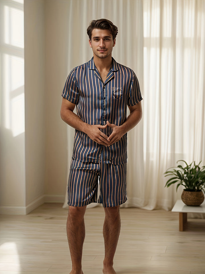 Eric | Trendy Zijdeachtig Pyjama Set voor Heren