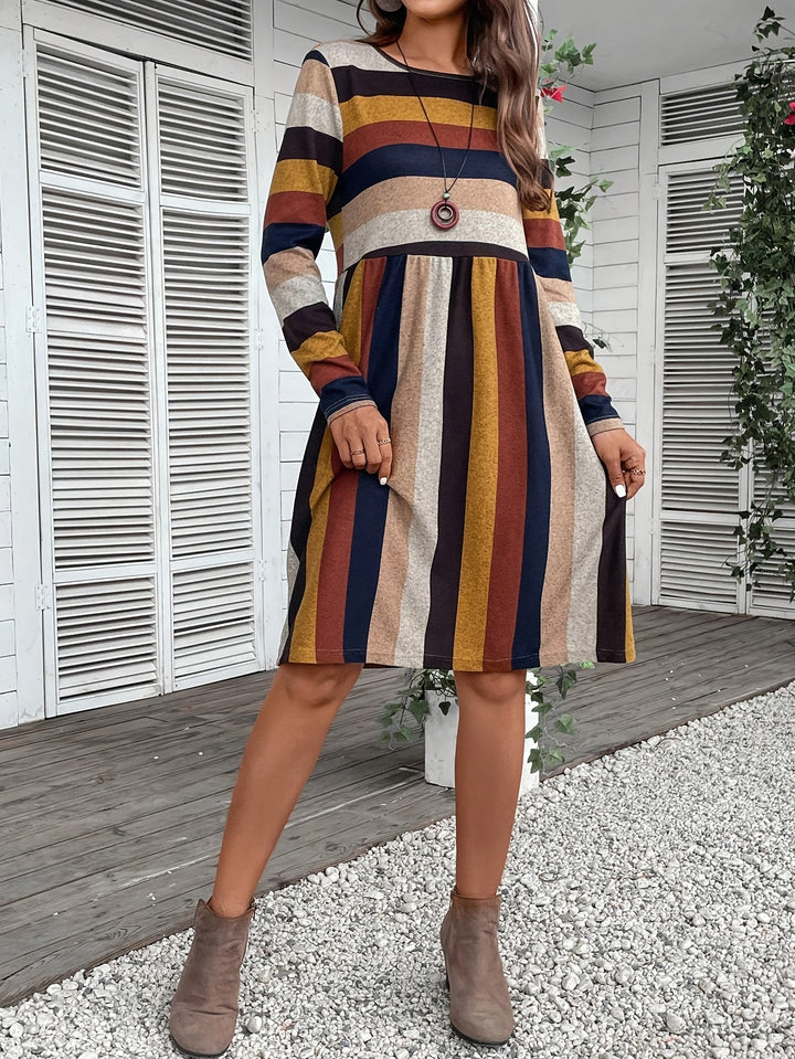 Evelina | Casual Gestreepte Jurk met Lange Mouwen