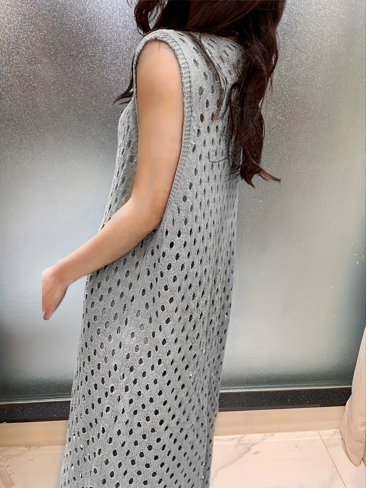 Eveline | Trendy Open Gehaakte Lange Mouwloze Cardigan