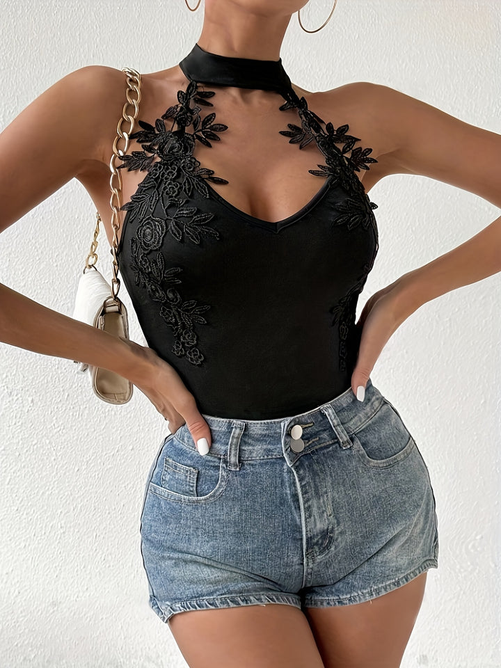 Evelyn | Elegante Zwarte Kanten Camisole Top voor Dames