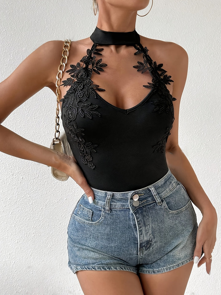 Evelyn | Elegante Zwarte Kanten Camisole Top voor Dames