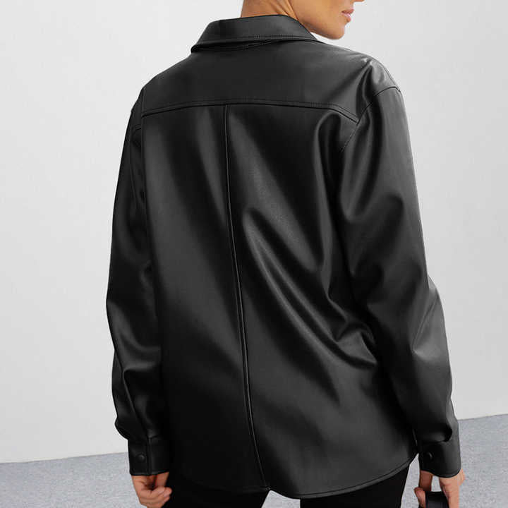 Evie | Stijlvolle Zwarte PU Jas voor Dames