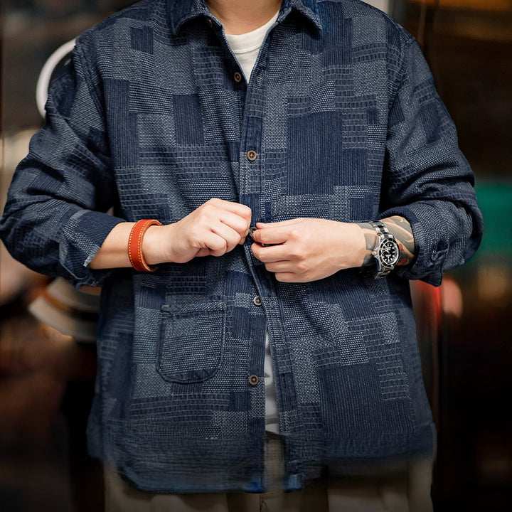 Faas | Retro Patchwork Overhemd met Uniek Design voor Mannen