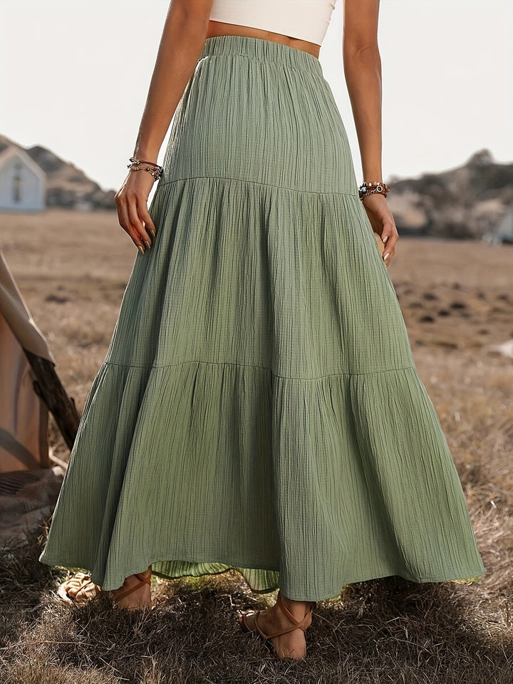 Faye | Elegante Maxi Rok met Knoopdetail voor Zomer & Herfst