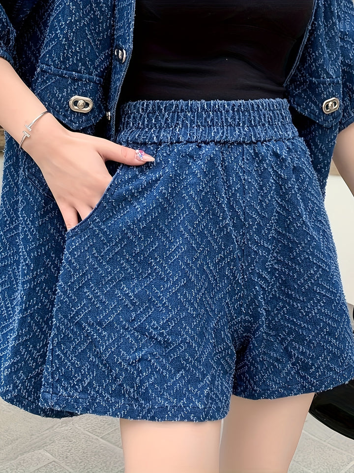 Felicity | Stijlvol Tweed Denim Set met Korte Mouwen