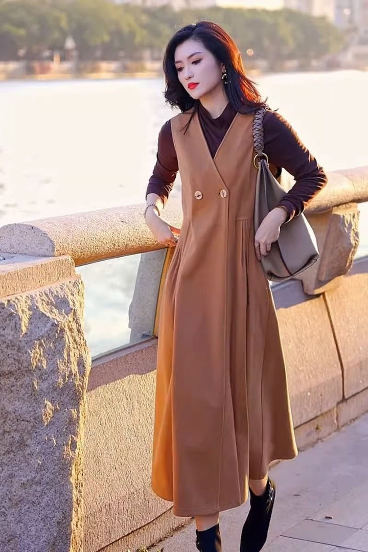 Floor | Elegante Mouwloze Midi-Jurk met V-Hals
