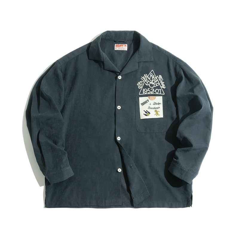 Floris | Retro Geborduurd Shirt met Reverskraag voor Mannen