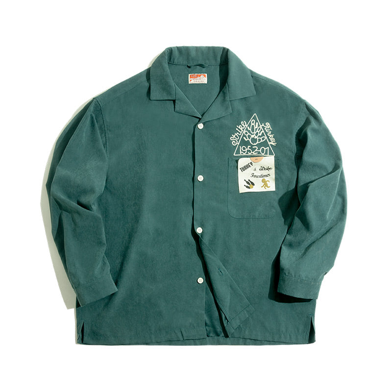 Floris | Retro Geborduurd Shirt met Reverskraag voor Mannen