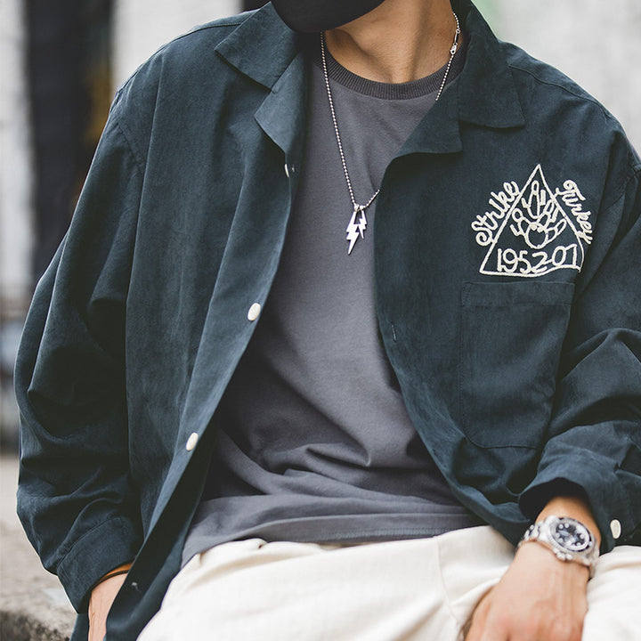 Floris | Retro Geborduurd Shirt met Reverskraag voor Mannen