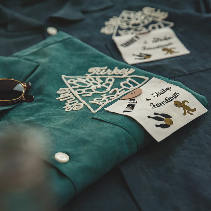 Floris | Retro Geborduurd Shirt met Reverskraag voor Mannen