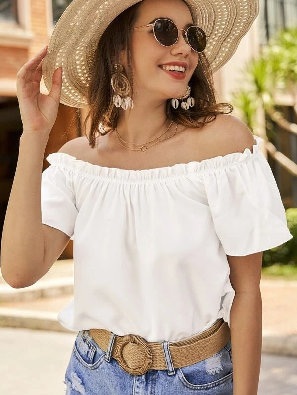 Freyja | Off-Shoulder Blouse met Elegante Pasvorm