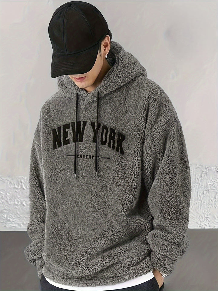 Gavin | Warme Hoodie met New York Print – Casual Herensweater