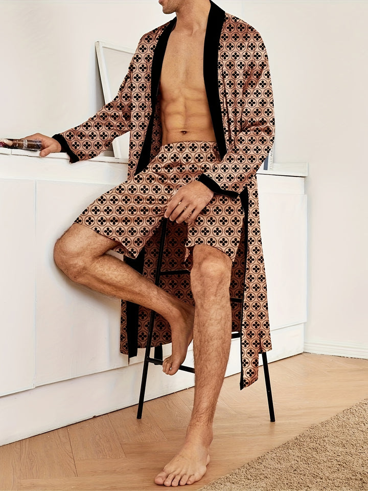 Gilbert | Luxe Geometrisch Pyjama Set met Kimono
