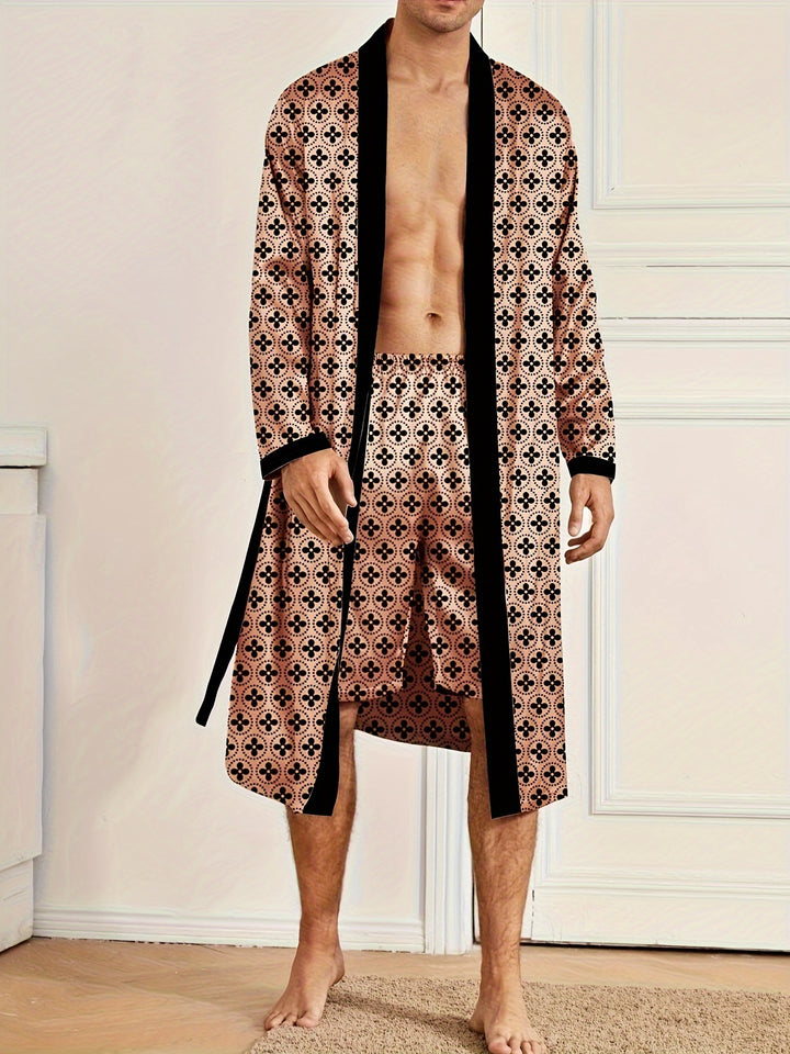 Gilbert | Luxe Geometrisch Pyjama Set met Kimono