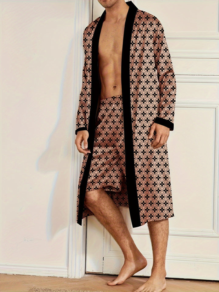 Gilbert | Luxe Geometrisch Pyjama Set met Kimono