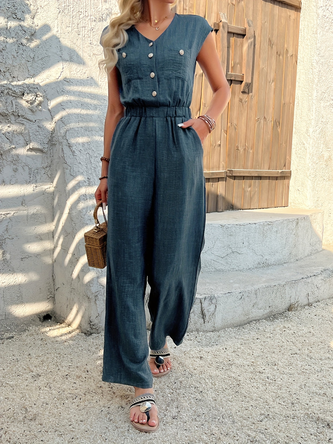 Gisele | Elegante V-hals Jumpsuit met Hoge Taille