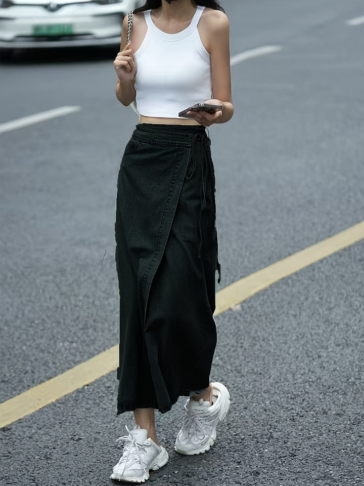 Giselle | Hoge Taille Denim Wrap Rok