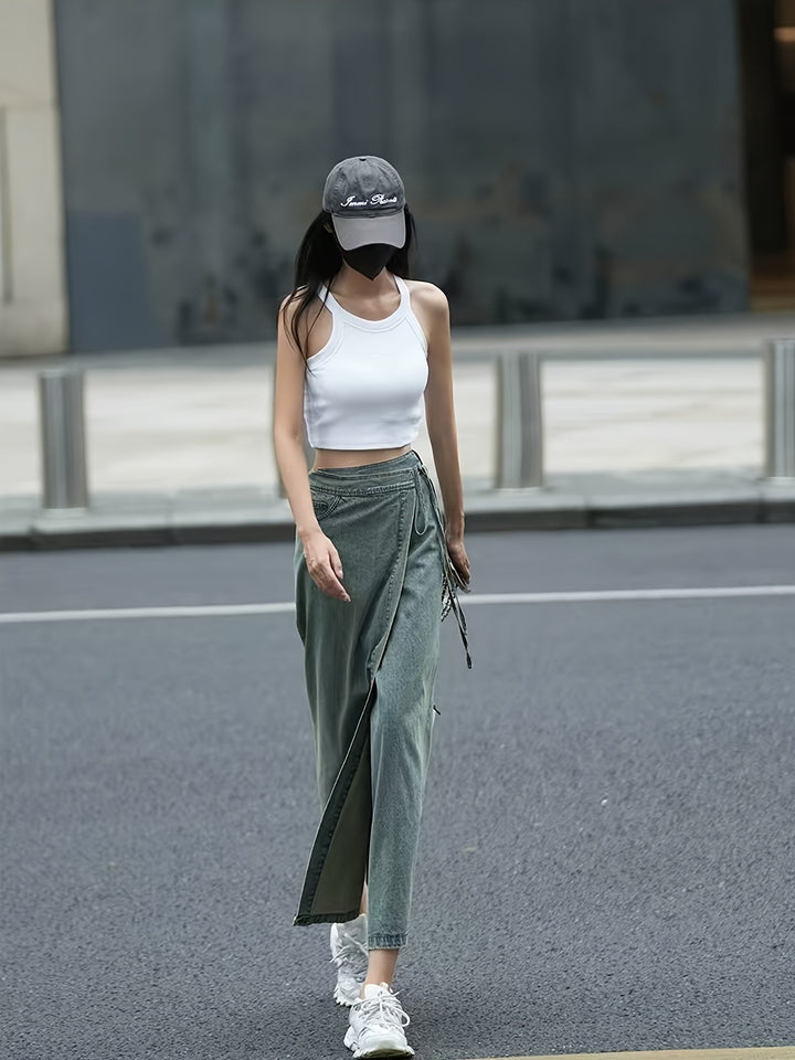 Giselle | Hoge Taille Denim Wrap Rok