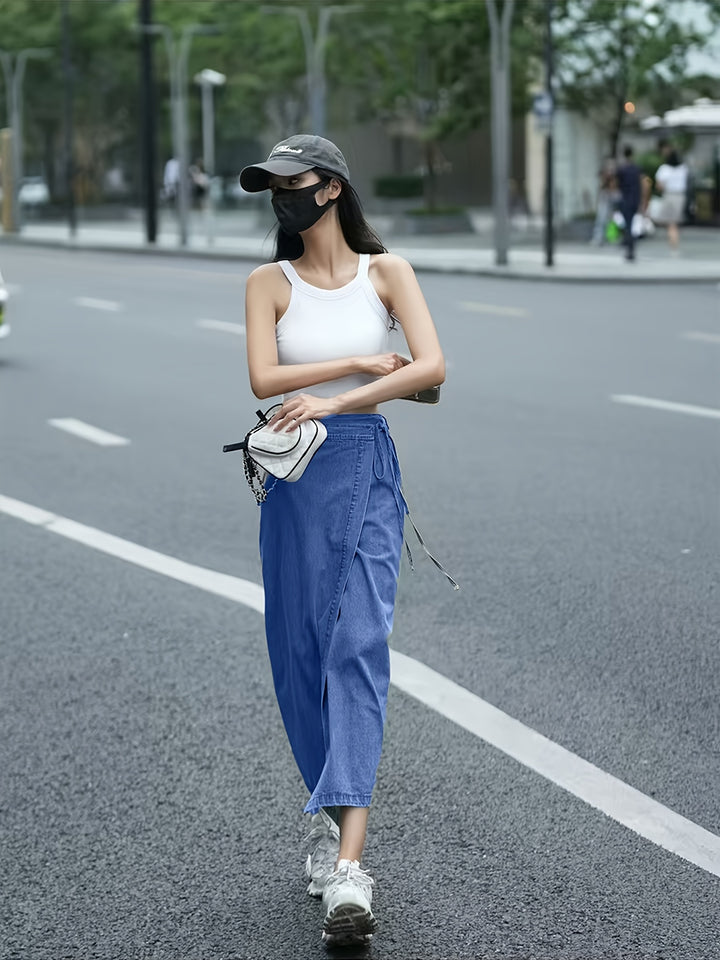 Giselle | Hoge Taille Denim Wrap Rok