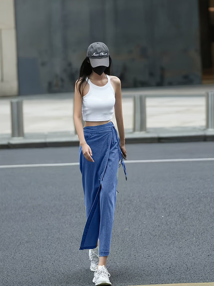 Giselle | Hoge Taille Denim Wrap Rok