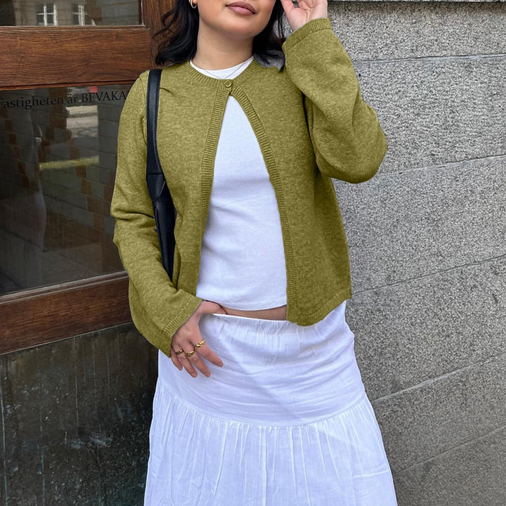 Godelieve | Elegante Gebreide Open Cardigan met Eén Knop voor Vrouwen