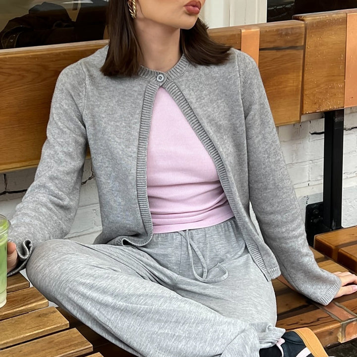 Godelieve | Elegante Gebreide Open Cardigan met Eén Knop voor Vrouwen