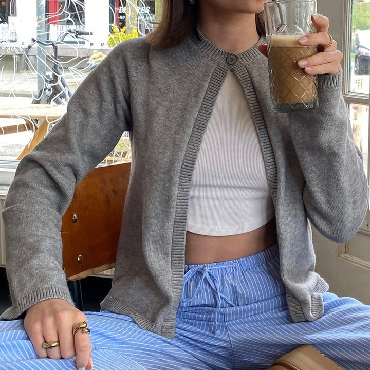 Godelieve | Elegante Gebreide Open Cardigan met Eén Knop voor Vrouwen