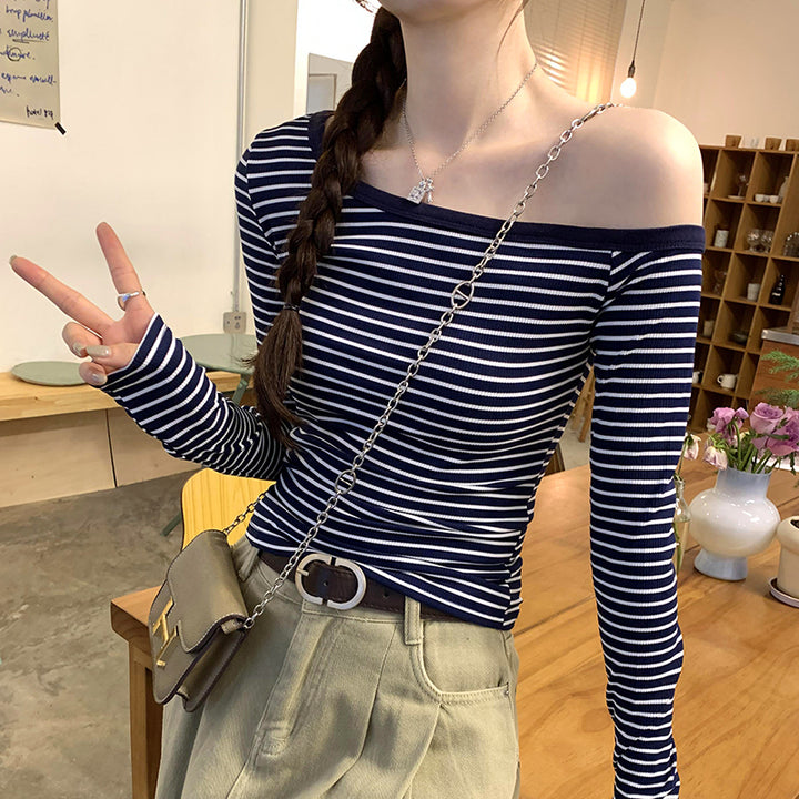 Gwen | Elegante Off-Shoulder Gestreepte Top