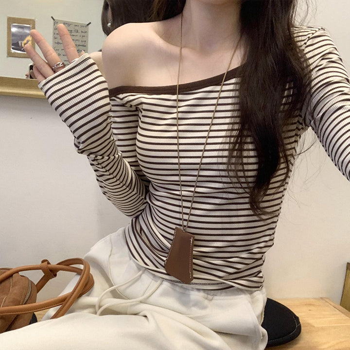 Gwen | Elegante Off-Shoulder Gestreepte Top