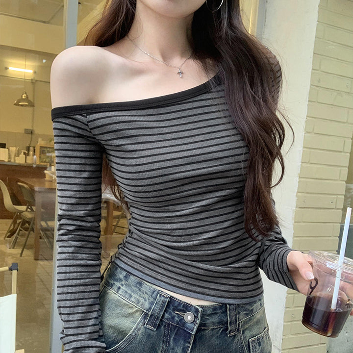 Gwen | Elegante Off-Shoulder Gestreepte Top