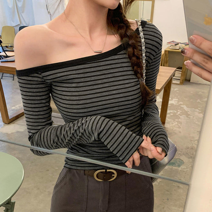Gwen | Elegante Off-Shoulder Gestreepte Top
