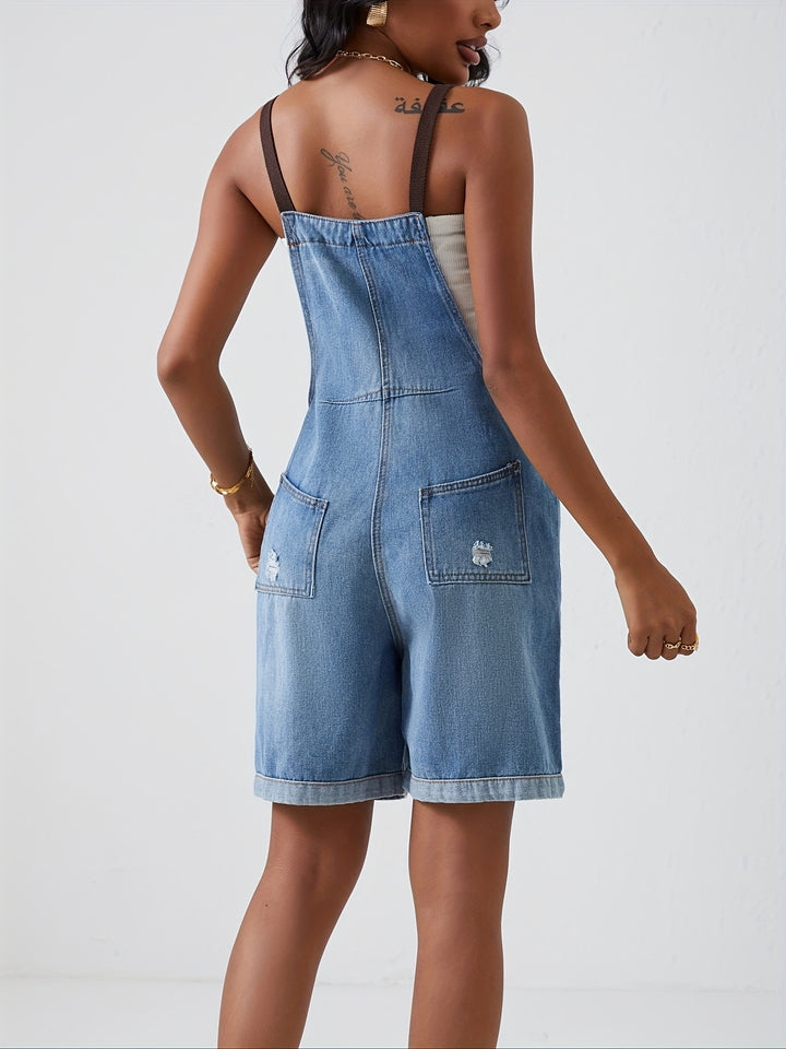 Hailey | Trendy Denim Tuinbroek met Stoere Details