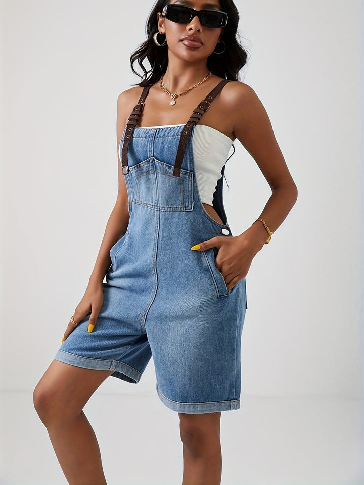 Hailey | Trendy Denim Tuinbroek met Stoere Details