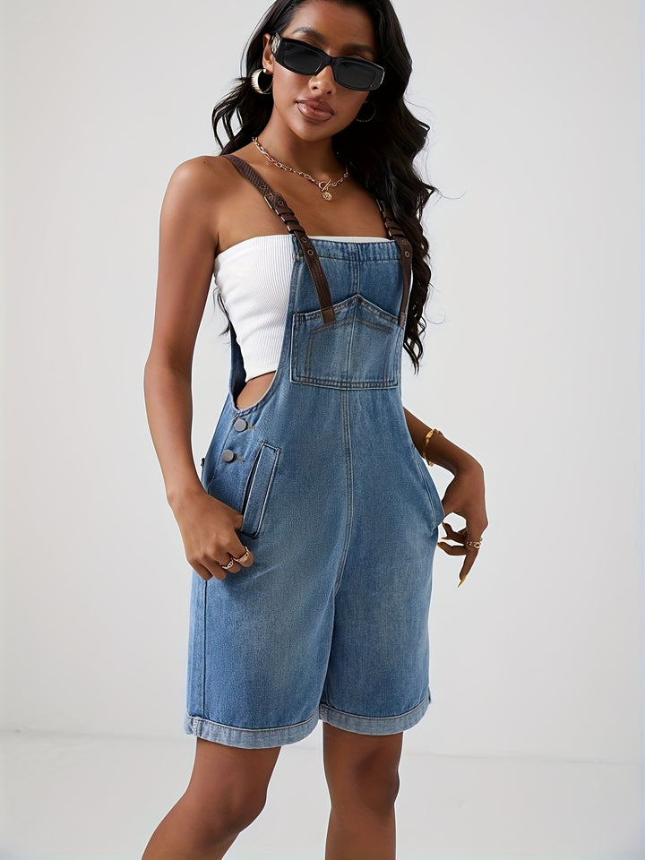 Hailey | Trendy Denim Tuinbroek met Stoere Details