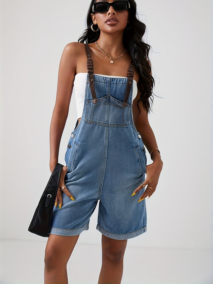 Hailey | Trendy Denim Tuinbroek met Stoere Details