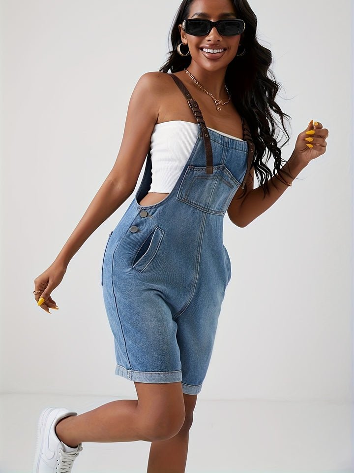Hailey | Trendy Denim Tuinbroek met Stoere Details
