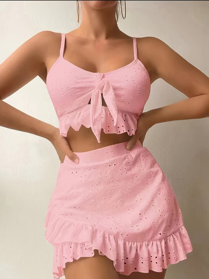 Hannah | Schattige Top met Strik en Ruffle Rok